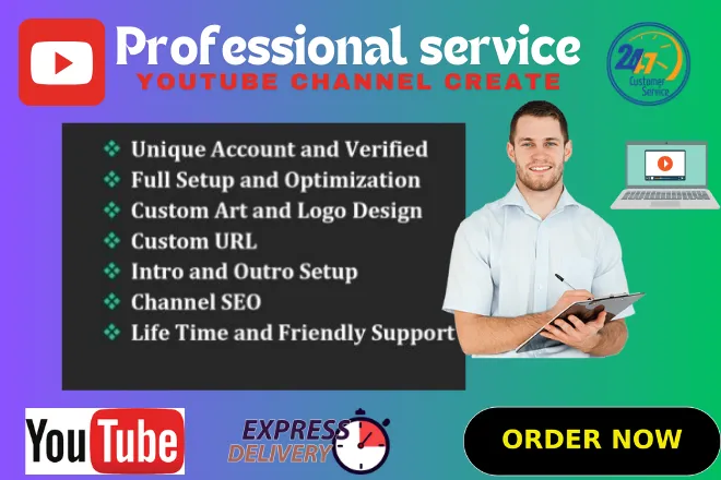I will create, setup and optimize your youtube channel professionally