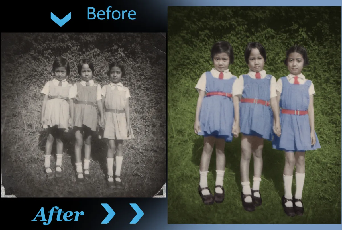 Restore, repair, colorize, fix old damaged photos