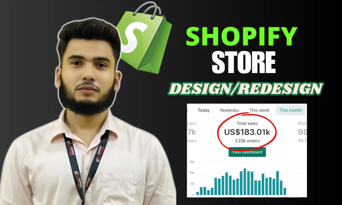 I will design, redesign shopify store, shopify website,shopify dropshipping store