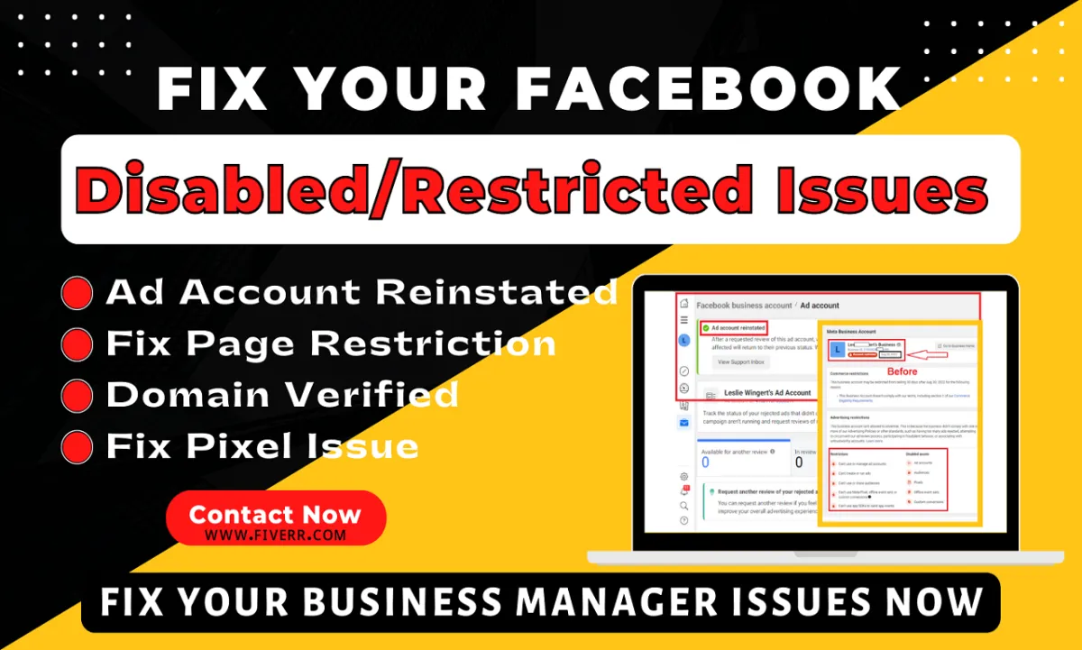 fix disable facebook business manager, fix ad account, reinstate fb ad account