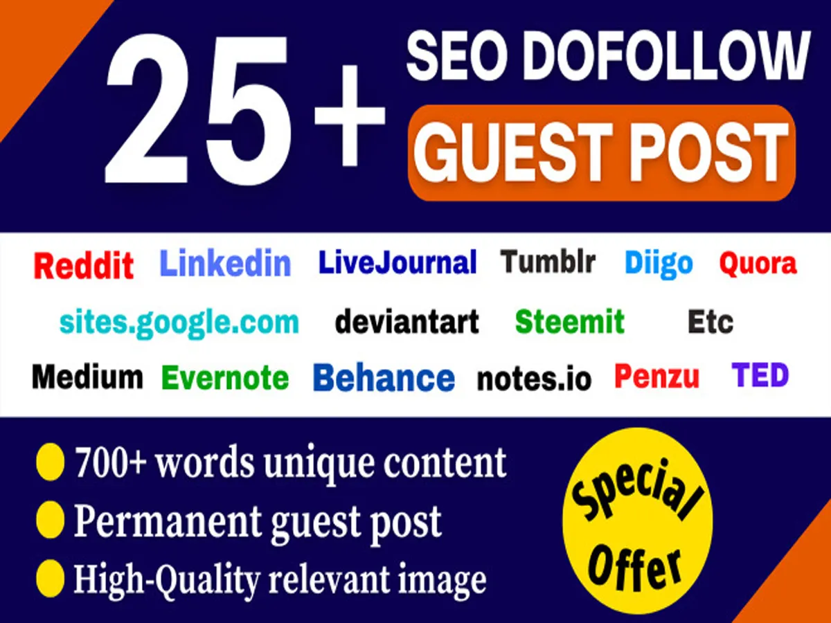 Publish 25 seo dofollow guest posts Moz DA 90+ With Permanent backlink