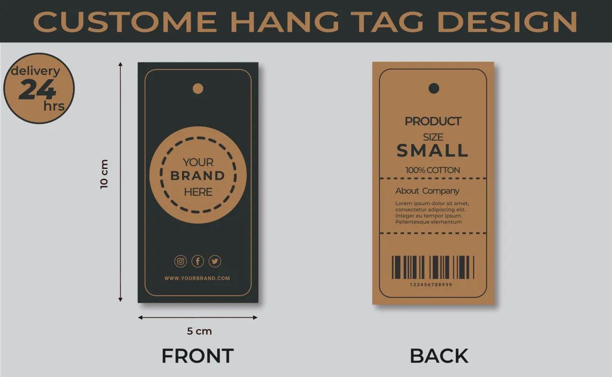 "I will create custom hang tag designs  your clothing brand within 24 hours