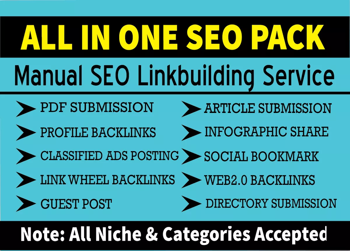 All in one package 200 SEO Link building Permanent SEO backlinks Service for rank no 1 in Google