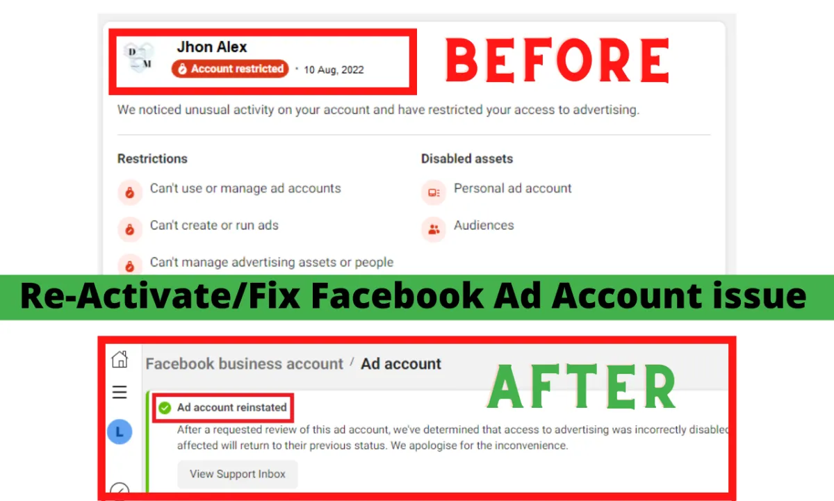 fix disable facebook business manager, fix ad account, reinstate fb ad account