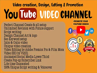 create, setup, design and optimize youtube channel