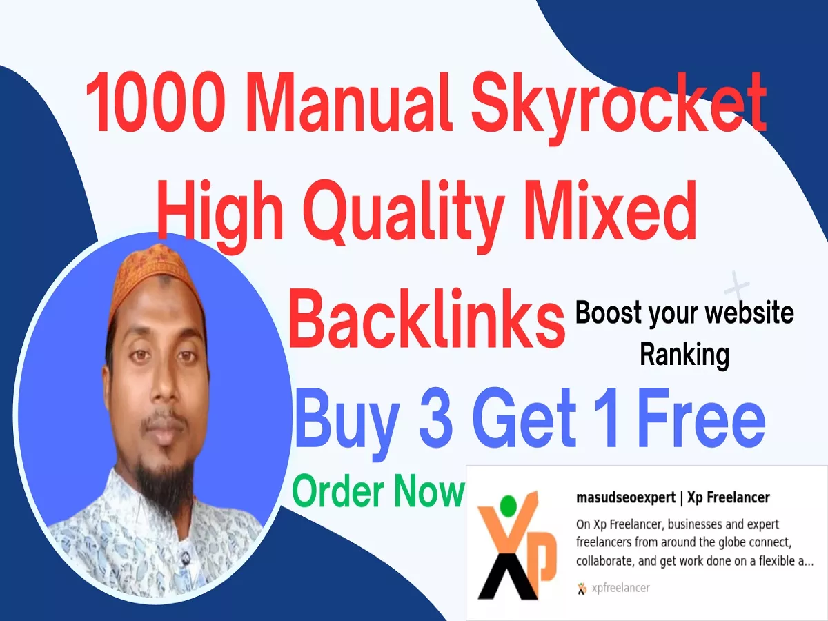 1000 Manual Skyrocket High Quality Mixed Backlinks DA 50+ Buy 3 Get 1 Free Ranking
