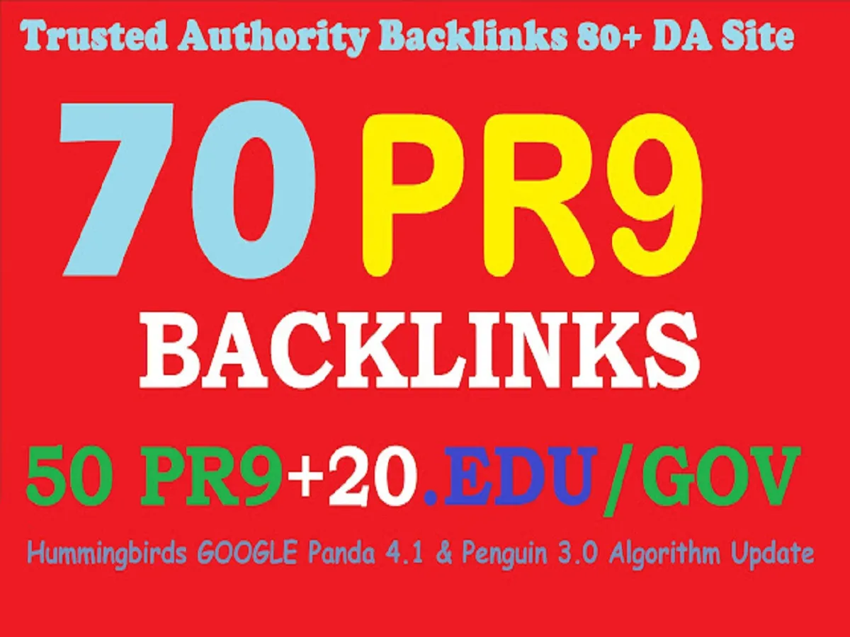 Do Exclusively 70 backlinks 50 PR9+20 EDU/GOV 80+DA Manual & Safe SEO For Boost Your Ranking