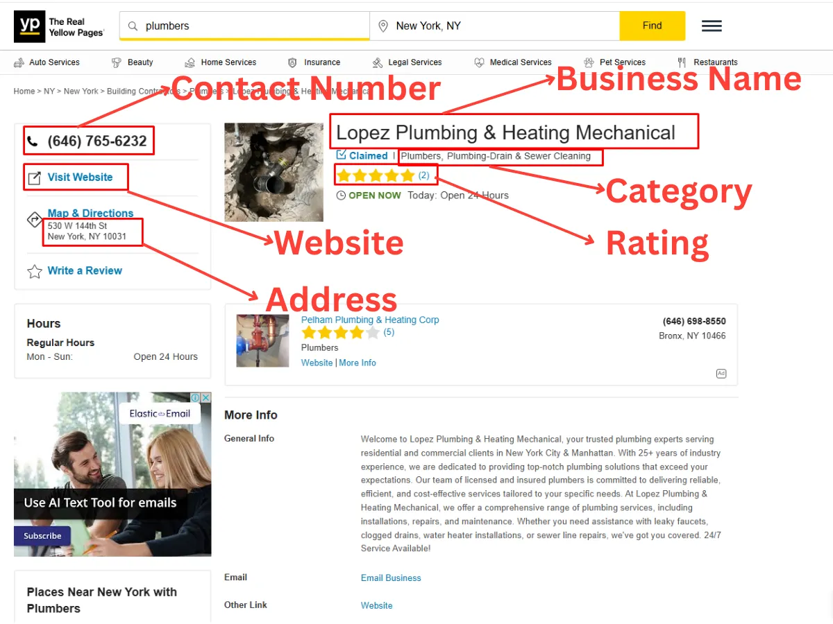 I will scrape Yellow Pages to collect B2B emails, phone numbers, and business data