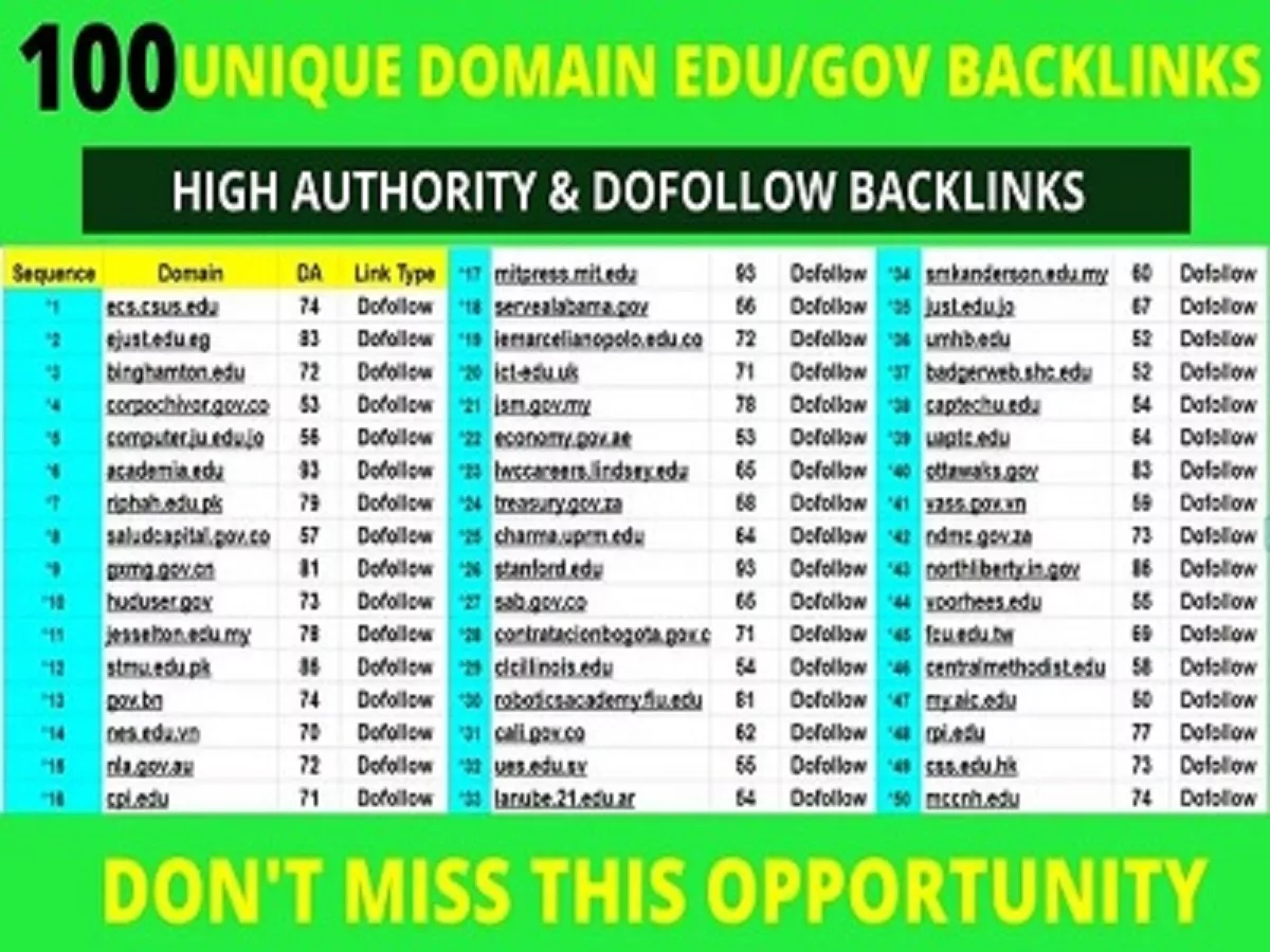 create manually 100 high da pa edu and gov backlinks for SEO link building