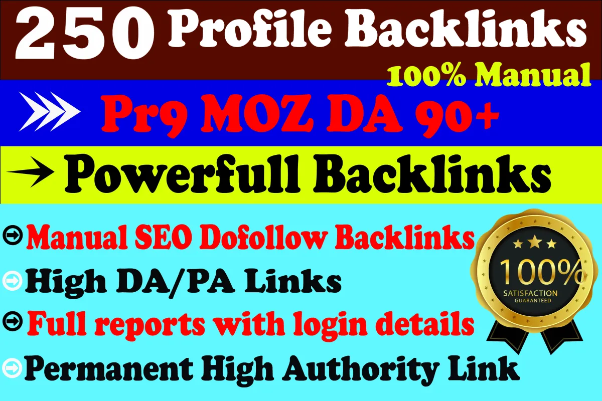250+high quality SEO do-follow manual profile creation backlinks service 
