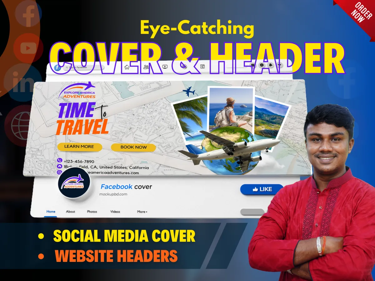 create an eye catching Facebook cover design social media banner