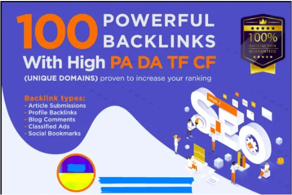 Increase Ranking with 100 Unique Domain High Authority Backlinks PA DA TF CF Upto 100