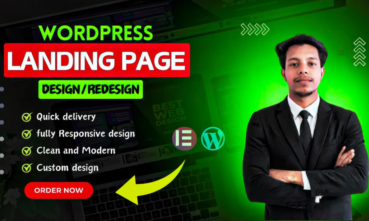  design, redesign WordPress landing page with ELEMENTOR pro