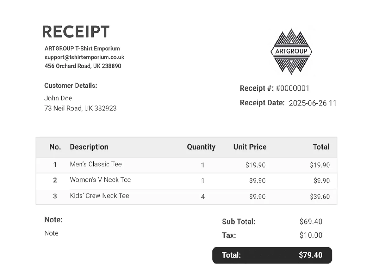 Create and Design Professional Receipts and Invoices for Your Business or Brand