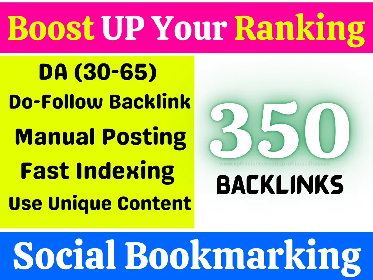 I will do 350+ Do follow social bookmarking using unique content to get better ranking on Google
