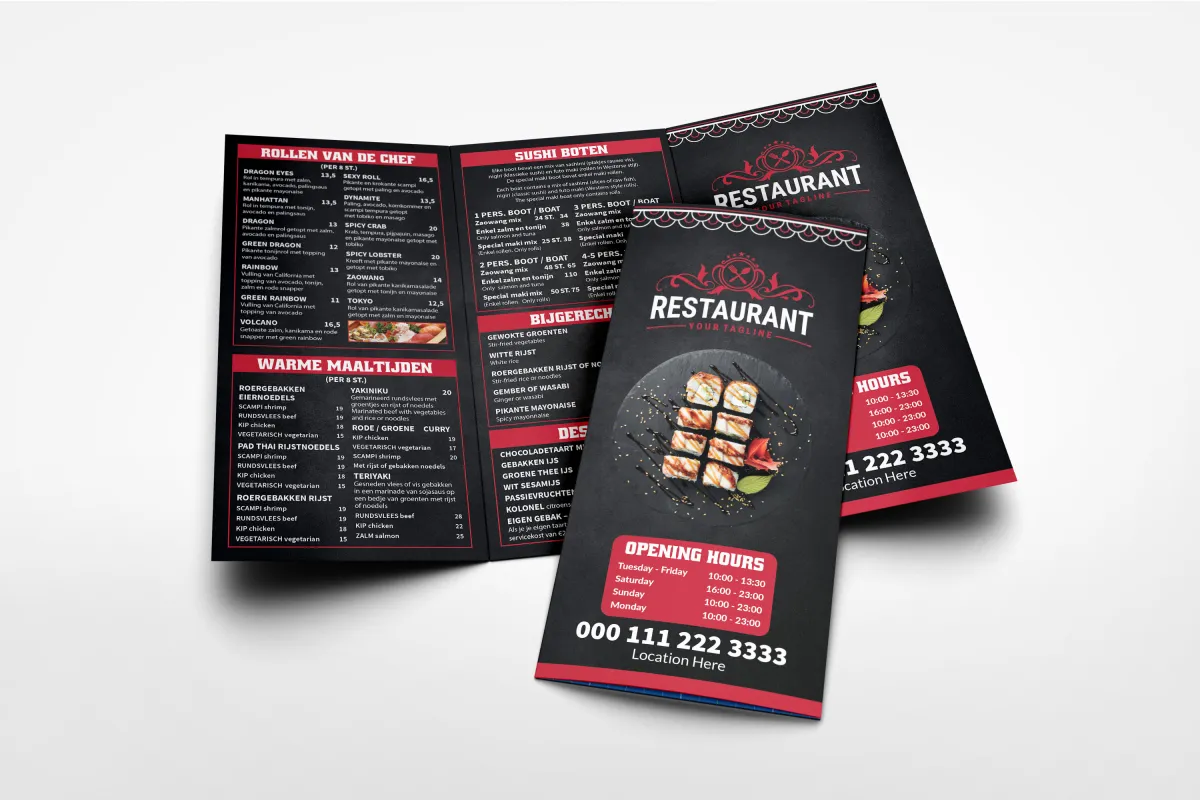 do creative professional food menu, restaurant menu