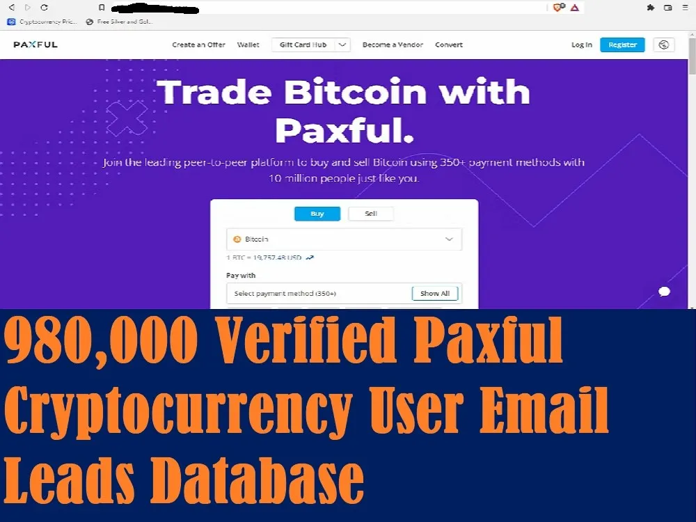 GIVE You 980,000 Verified Paxful Cryptocurrency User Email Leads Database