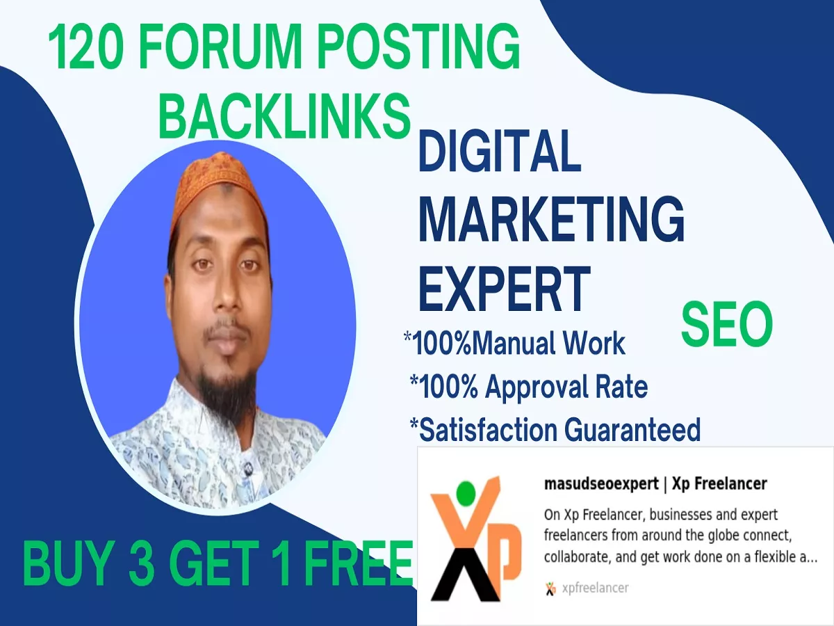 Provide 120 Manual Forum Posting Backlinks increase your website ranking Buy 3 Get 1 Free