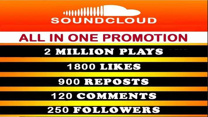 Provide 2,000,000+ Soundcloud plays with 2000+ likes, 1500 reposts, 200 comments and 250 followers