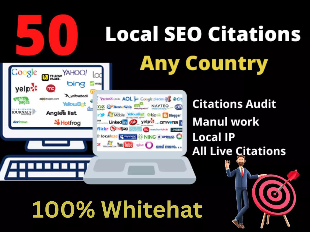 Create top 50 Live local citations or local listings for any country