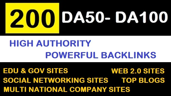 Create Manually 200 High Authority Backlinks – DA50-DA100