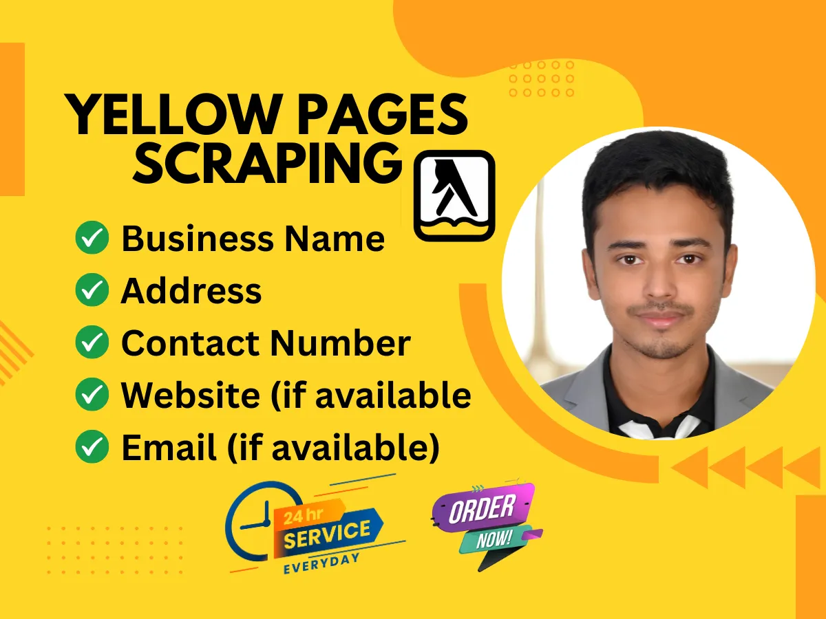 I will scrape Yellow Pages to collect B2B emails, phone numbers, and business data