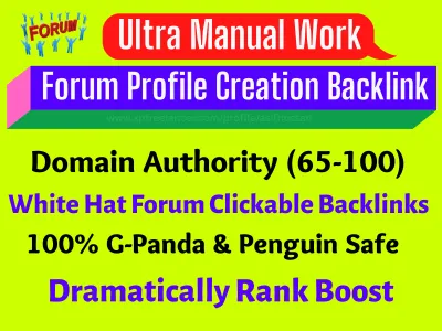 I will do 25 Ultra manual Forum Profile creation backlinks to skyrocket your ranking organically