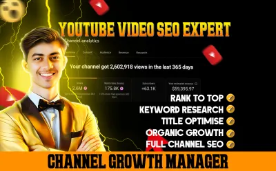 be your Certified YouTube Channel Manager & Video SEO Expert