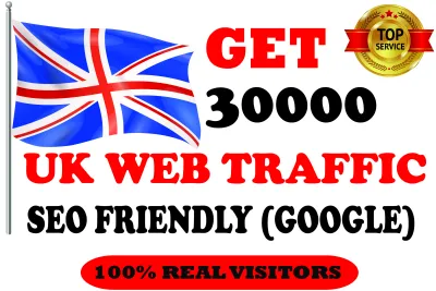 I will drive 30000+ UK Web Traffic for your website .SEO friendly traffic from UK