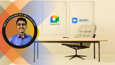 create Zoom, google meet custom virtual background with  logo and QR