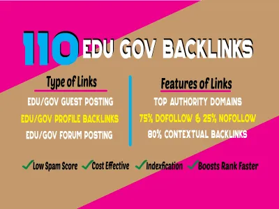 110 EDU GOV Backlinks Manually Created From HQ Domains
