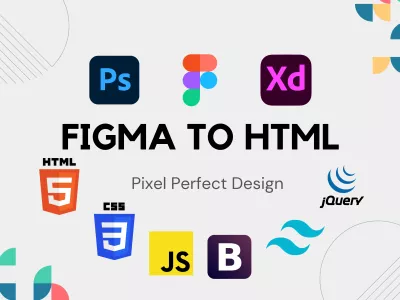 convert Figma to html, PSD to HTML, XD to HTML CSS responsive website design.
