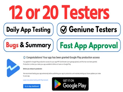 provide 12 testers for google play closed testing 14 days with guidelines