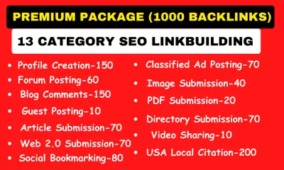 monthly off page SEO service using authority white hat 1000 dofollow backlinks