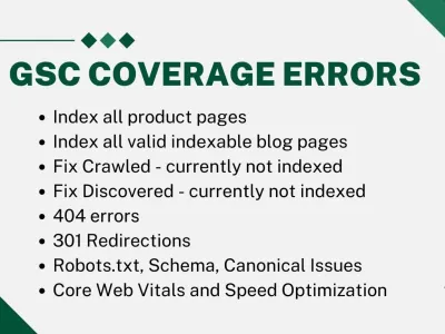 Fix Google search console issues, indexing errors,404 error,discovered ,crawled not index