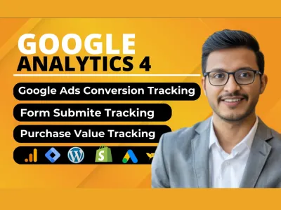 setup google analytics 4, ga4 ecommerce tracking, ads conversion tracking by GTM