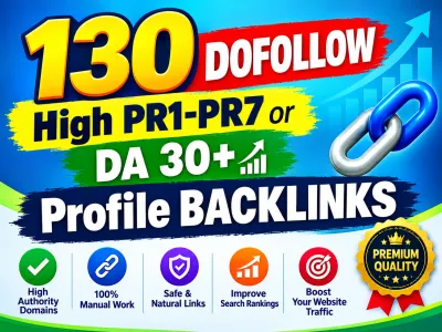 I Will Create 130 High Quality DoFollow Profile Backlinks on DA 30+ website for SEO Rankings