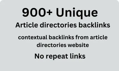 Provide 900+ Article Directories Contextual High Quality Backlinks