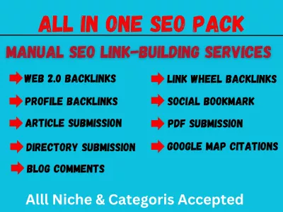 All in one package 180 SEO Link building Permanent SEO backlinks Service for rank no 1 in Google