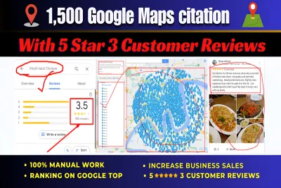 1500 Google Maps Citations with 3 Unique Customer Reviews | Boost GMB Ranking