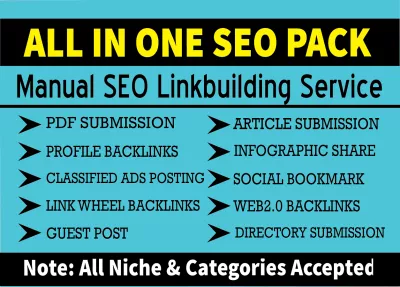 All in one package 200 SEO Link building Permanent SEO backlinks Service for rank no 1 in Google