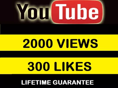Provide 2000 Youtube views with 300 likes 