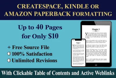 Book formatting, kindle ebook formatting, KDP paperback, layout design