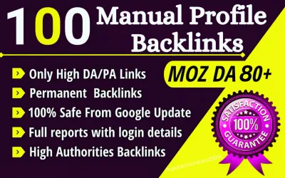 Get 100 High DA 80+ Dofollow Profile Backlinks 