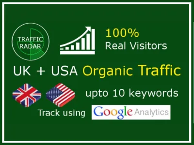 I will send keyword targeted organic traffic from UK and USA