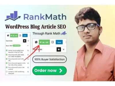 I will SEO WordPress Blog Articles 90+ through Rank Math