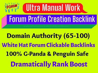 I will do 25 Ultra manual Forum Profile creation backlinks to skyrocket your ranking organically