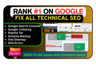 fix google search console and index,404 error, xml sitemap, robots txt, broken links,technical SEO