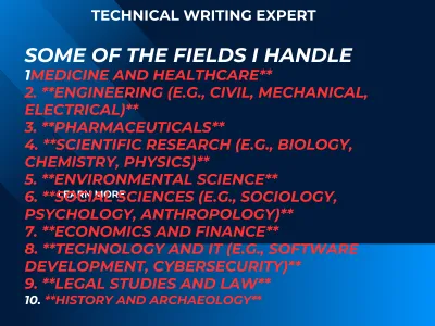 I will handle all your technical writing research and summaries projects