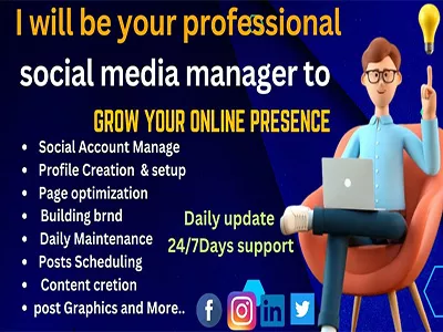 be your Professional Social Media Manager to Boost Your Online Presence